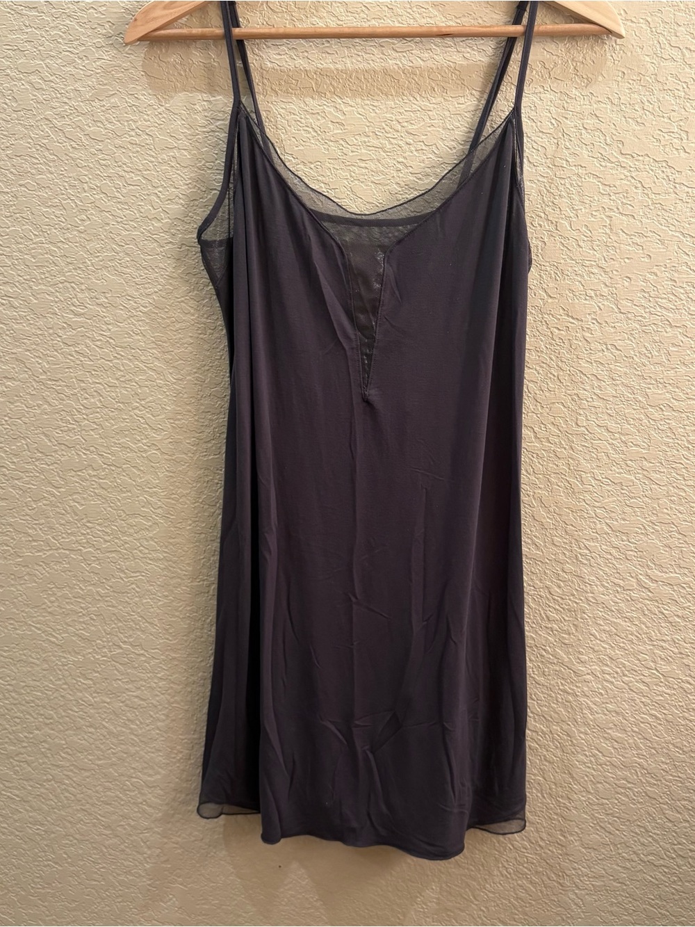 Victoria's Secret Charcoal Gray Shimmery Mesh Accent Slip Dress Nightie - Medium